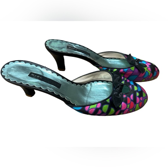 Marc Jacobs silk colorful print mules kitten heels. Sz. 8 - Picture 3 of 10